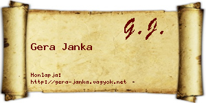 Gera Janka névjegykártya